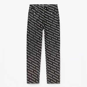 Alexander Wang logo all over black denim high wasted jeans / size 25